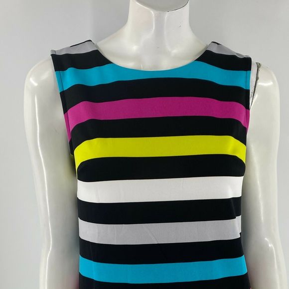 Worthington Shift Dress Sz S Black Pink Blue White - Picture 2 of 6